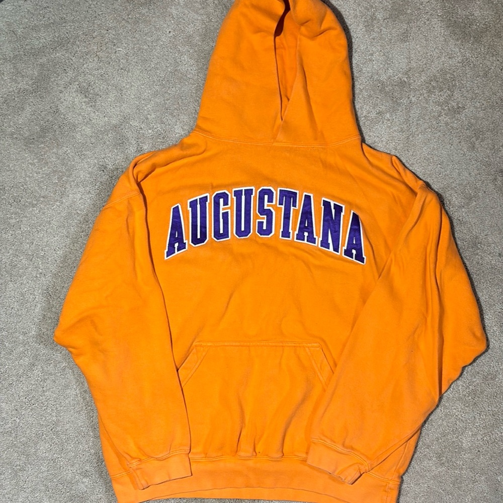 Vintage Orange AUGUSTANA men’s large Hoodie college sweatshirt pullover academia